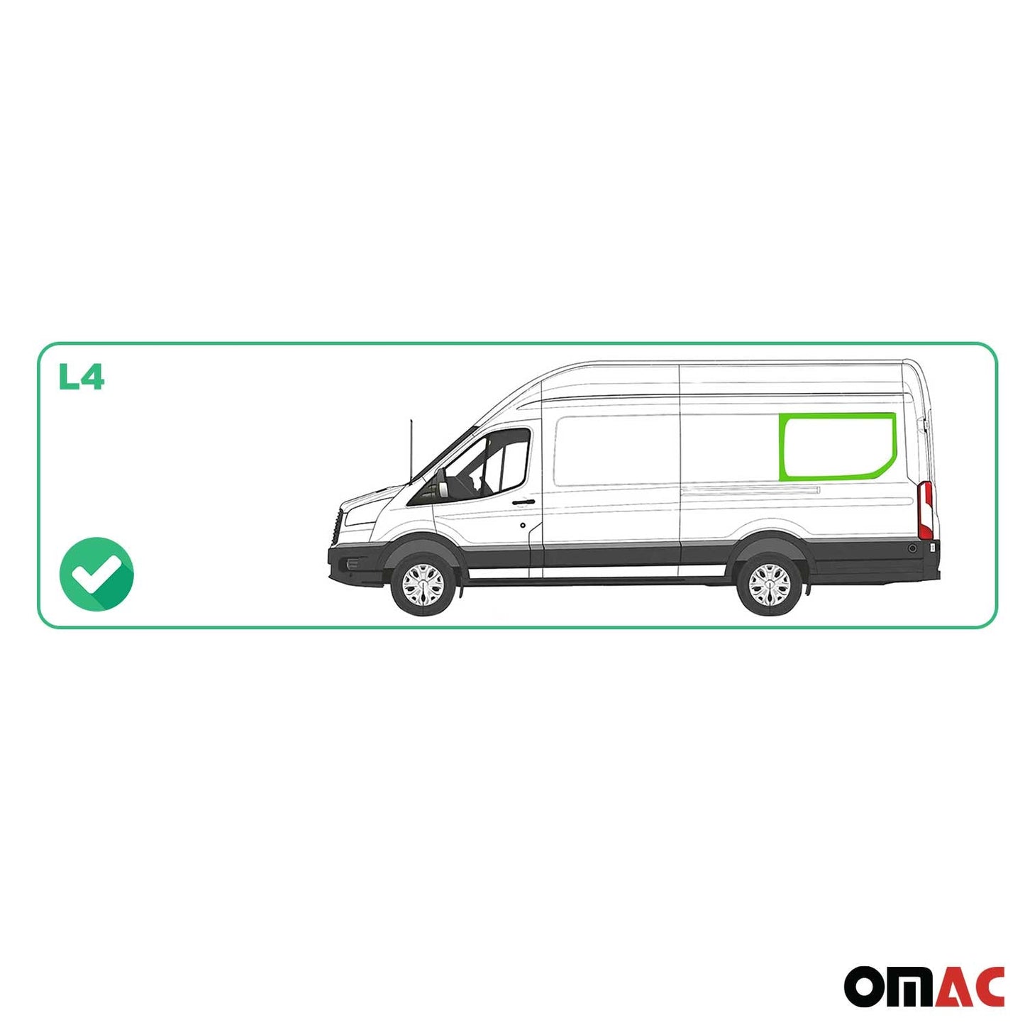 2015-2026 Ford Transit Window Glass Mid-High Roof Rear Left Side L4 Black