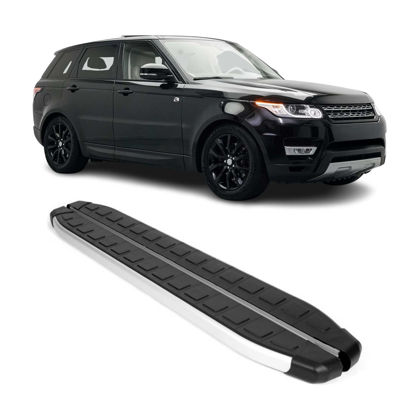 2014-2022 Land Rover Range Rover Sport Running Boards Side Steps Silver & Black