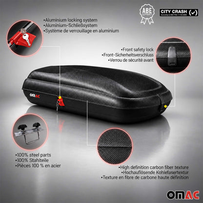 Roof Cargo Box 11.3 Cubic Feet Carbon Fiber Textured