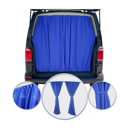 GMC Savana Trunk Tailgate Curtains Blue 2 Privacy Curtains