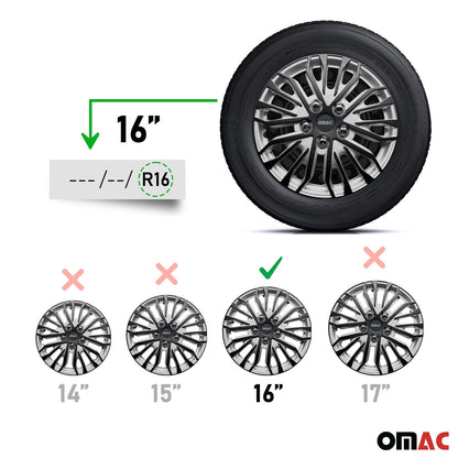 16" Wheel Covers for Ford Transit 150 250 350 2015-2025 Silver Matt Black 4x