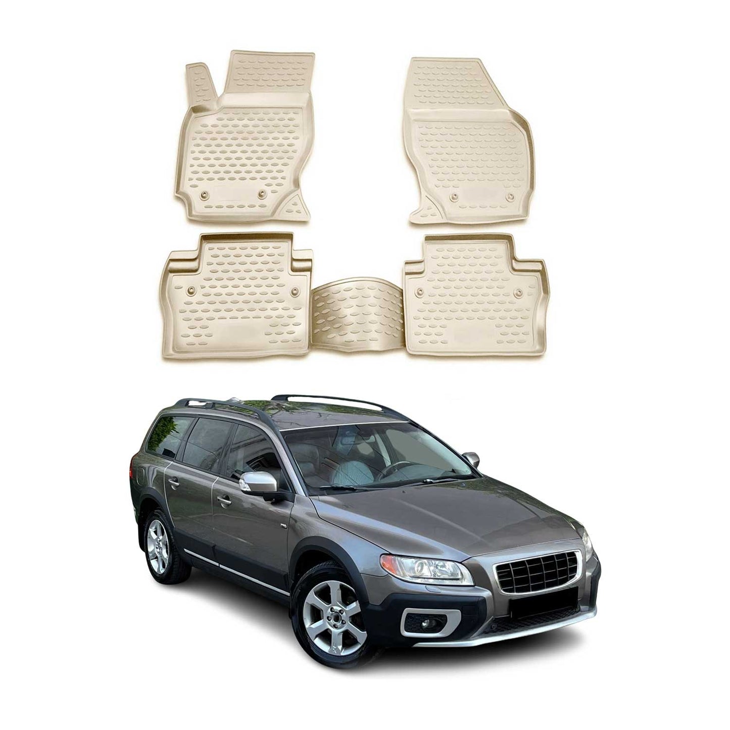 2008-2016 Volvo V70 Floor Mats Liners Full Set All Weather Beige