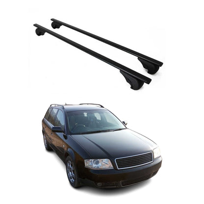 Roof Rack Cross Bars Carrier for Audi A6 Avant Allroad 1994-2005 Black 2Pcs