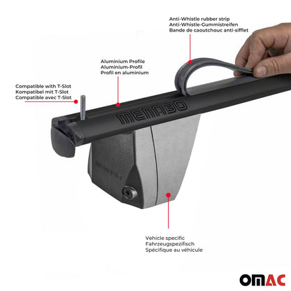 2014-2021 BMW 2 Series F22 M2 Coupe Roof Rack Cross Bars Black
