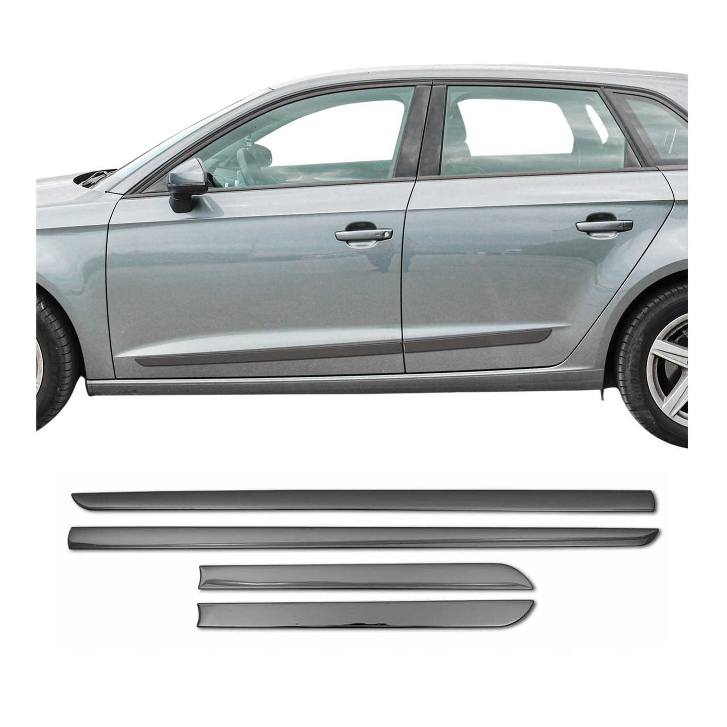 Dark Chrome Side Door Streamer Body Molding Trim Stainless Steel 4 Pc