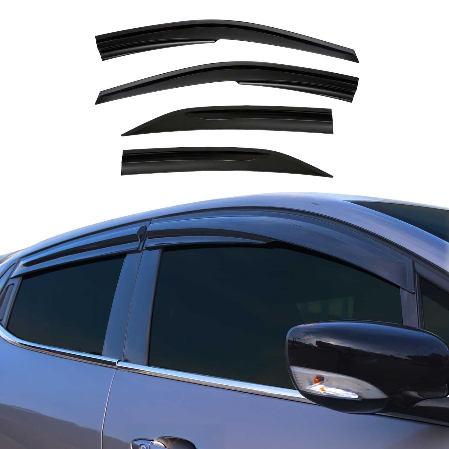 2007-2011 Toyota Camry Window Visor Vent Rain Deflector 4Pcs Smoke