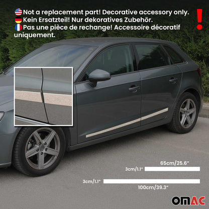 2011-2018 Volvo S60 Side Door Molding Trim Skirt Garnish Stainless Steel Silver 4 Pcs