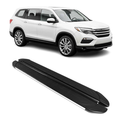 2016-2022 Honda Pilot Running Boards Side Steps Silver & Black