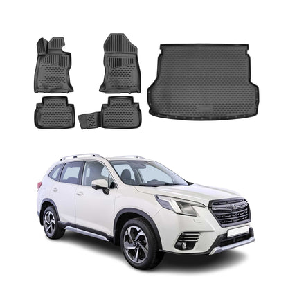 2019-2025 Subaru Forester V Floor Mats & Cargo Liner Full Set All Weather Black