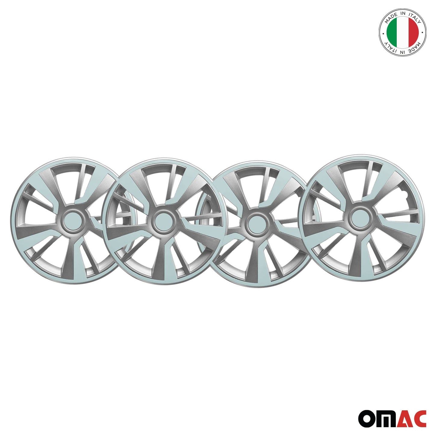 Twintone Hub Caps Wheel Cover 16" Grey & Light Blue Insert Full Set 4 pcs.