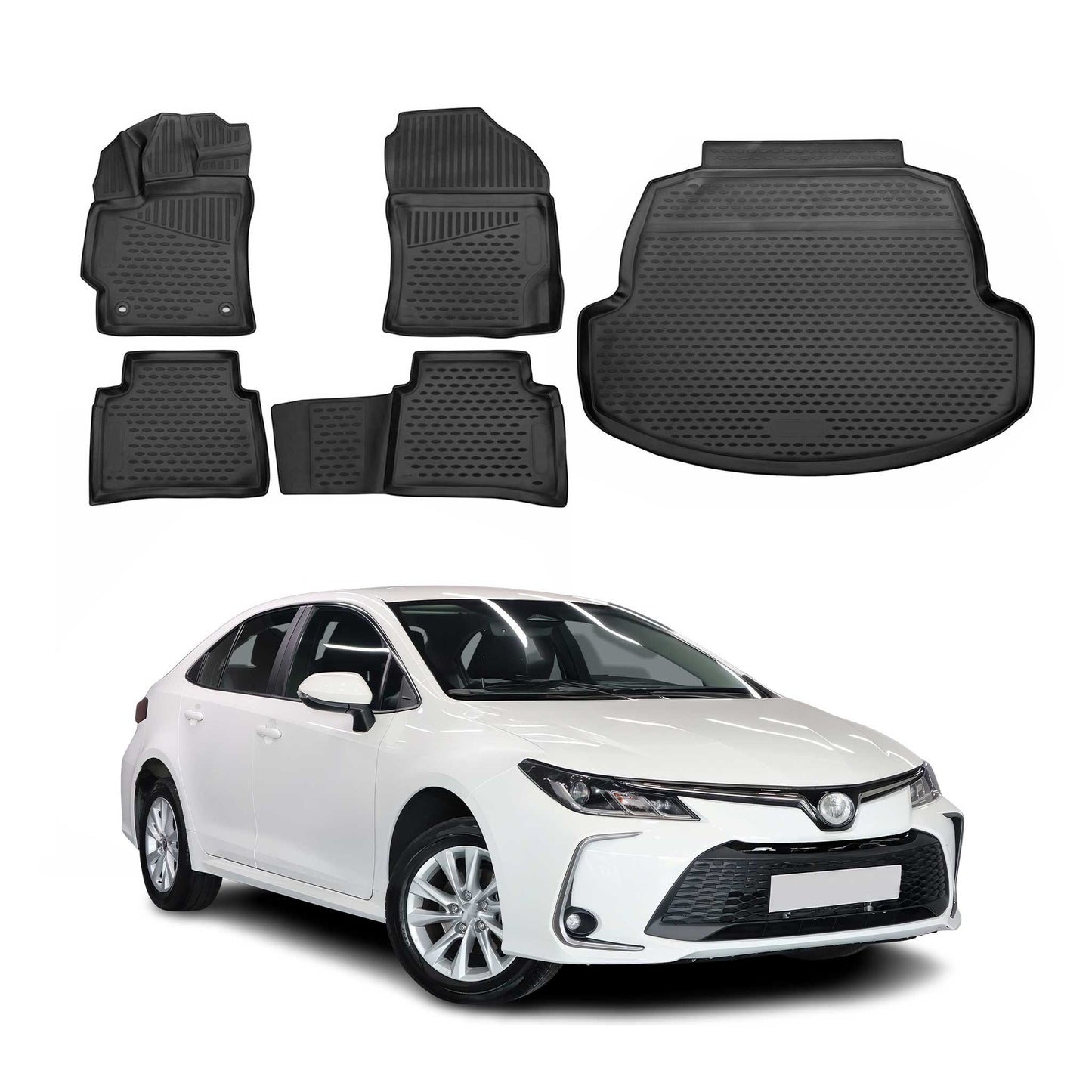 2019-2026 Toyota Corolla Floor Mats & Cargo Liner Full Set All Weather Black
