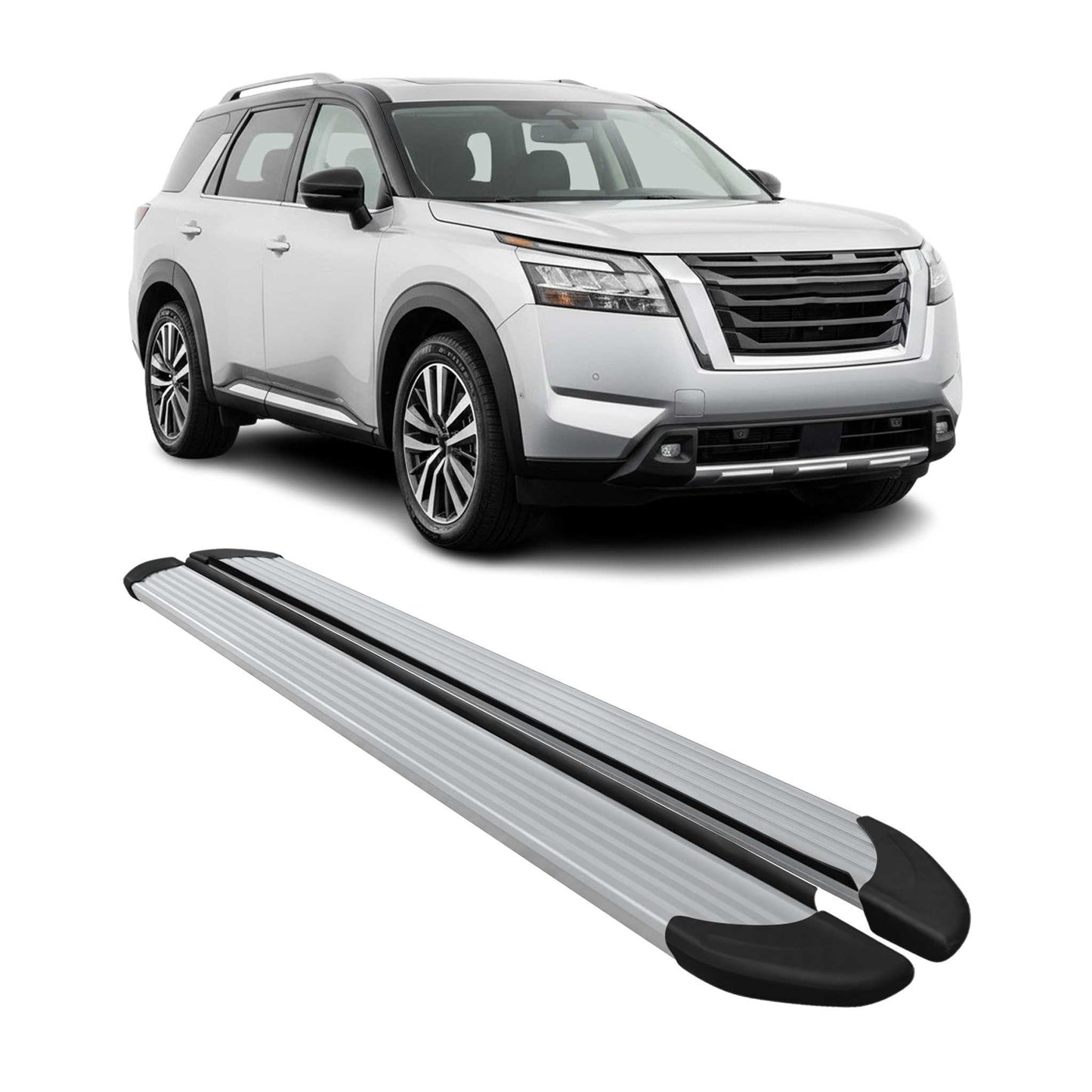 2022-2026 Nissan Pathfinder Running Board Nerf Bar Side Step Silver 2 Pcs