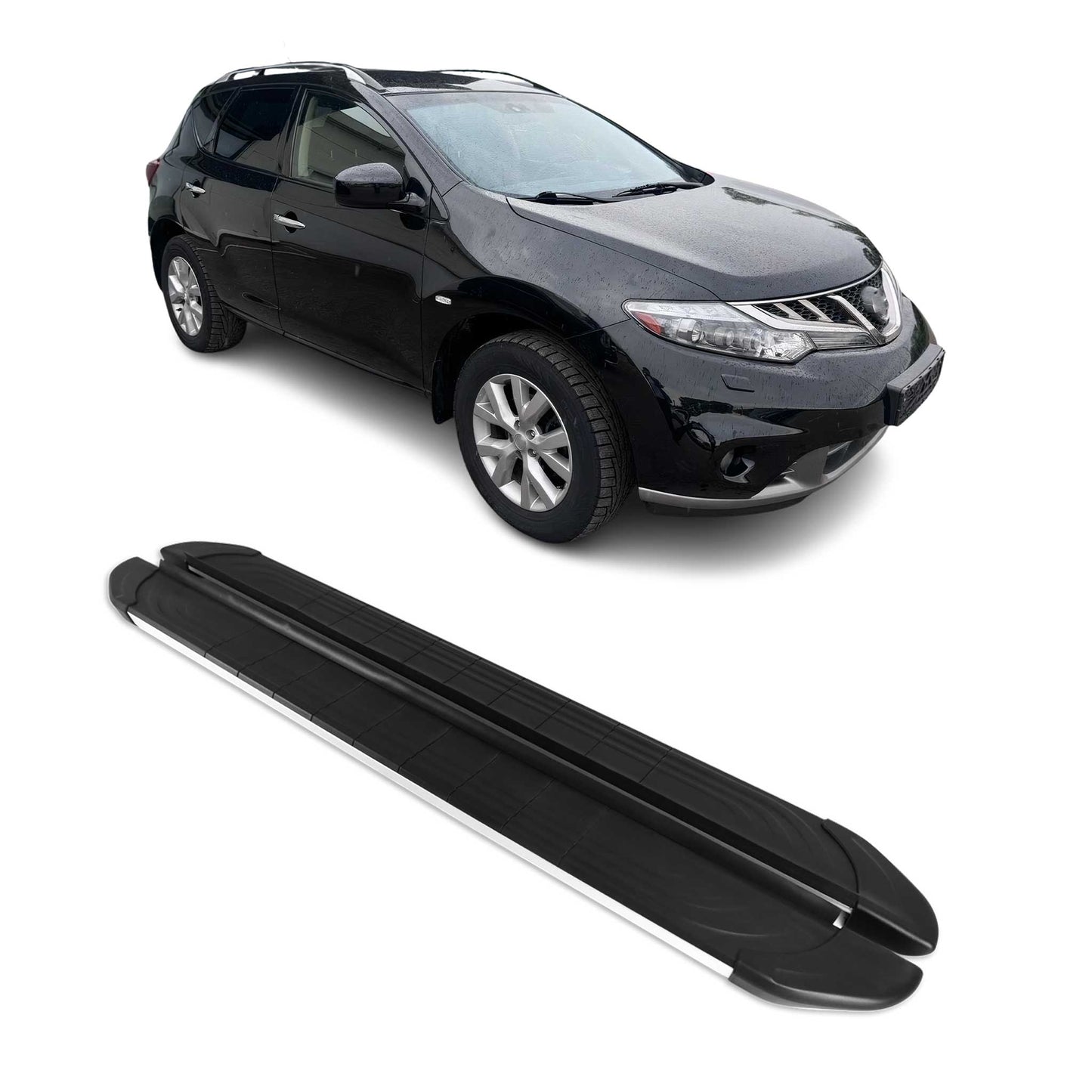 2009-2014 Nissan Murano Running Boards Side Steps Silver & Black