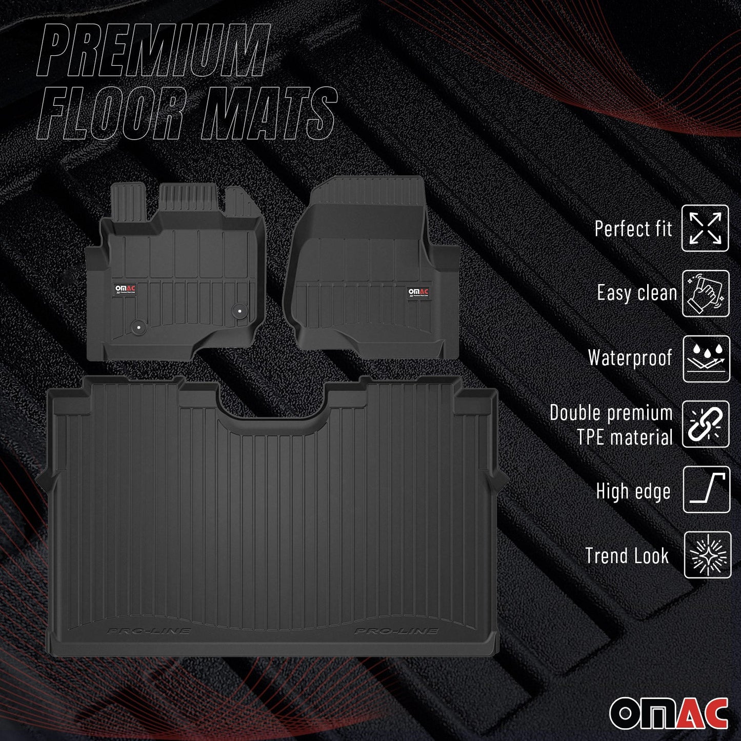 2015-2026 Ford F-150 Lightning /F-150 Raptor /F-150 Super Crew Premium Floor Mats Liners Full Set All Weather Heavy Duty