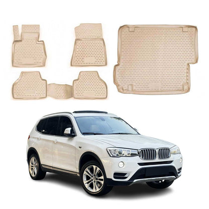 2011-2017 BMW X3 F25 Floor Mats & Cargo Liner Full Set All Weather Beige