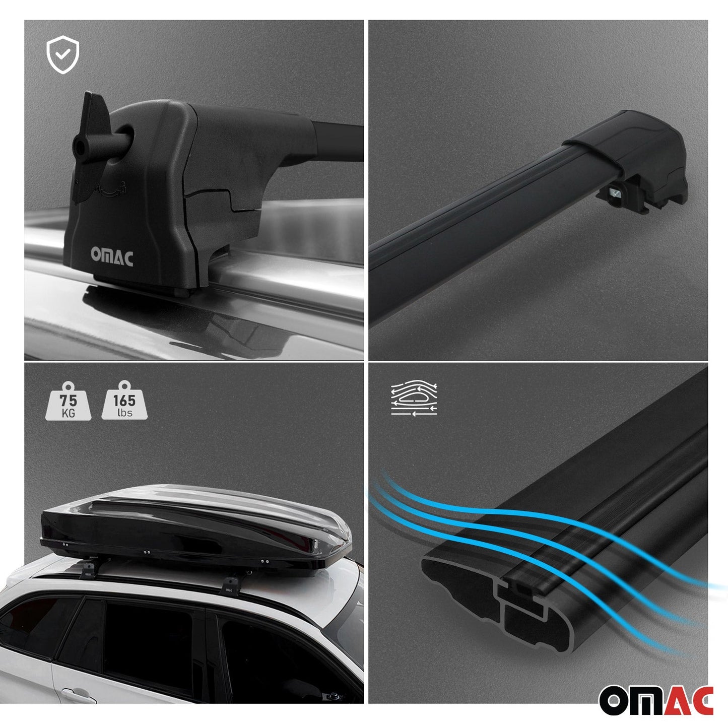 2018-2026 Volvo XC60 Roof Rack Cross Bars Black