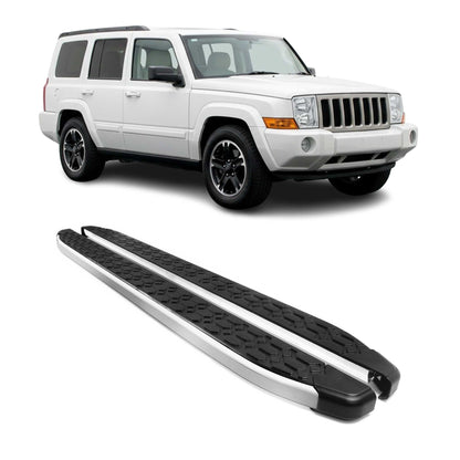 2005-2010 Jeep Commander XK / 2004-2011 Grand Cherokee WK Running Boards Side Steps Silver & Black