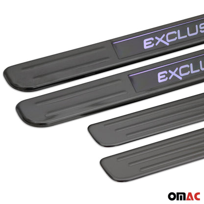Dodge Door Sill Scuff Plate Illuminated Exclusive Stainless Steel Dark 4 Pcs