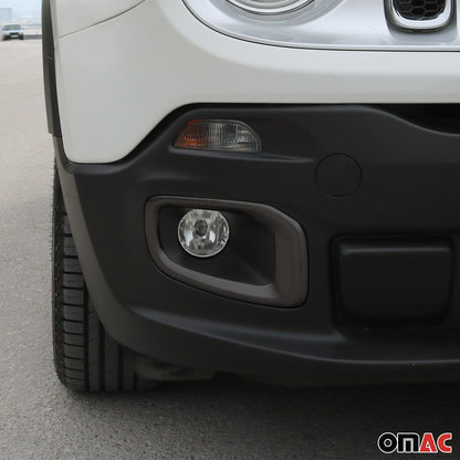2015-2018 Jeep Renegade Fog Light Lamp Bezel Cover Brushed Steel Dark 2Pcs
