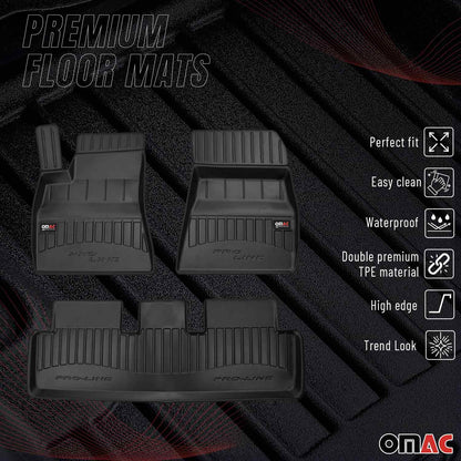 2017-2024 Tesla Model 3 Premium Floor Mats Liners Full Set All Weather Heavy Duty