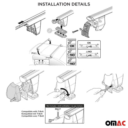 2008-2013 Audi A3 2-Door HB Roof Rack Cross Bars Luggage Carrier 2 Pcs