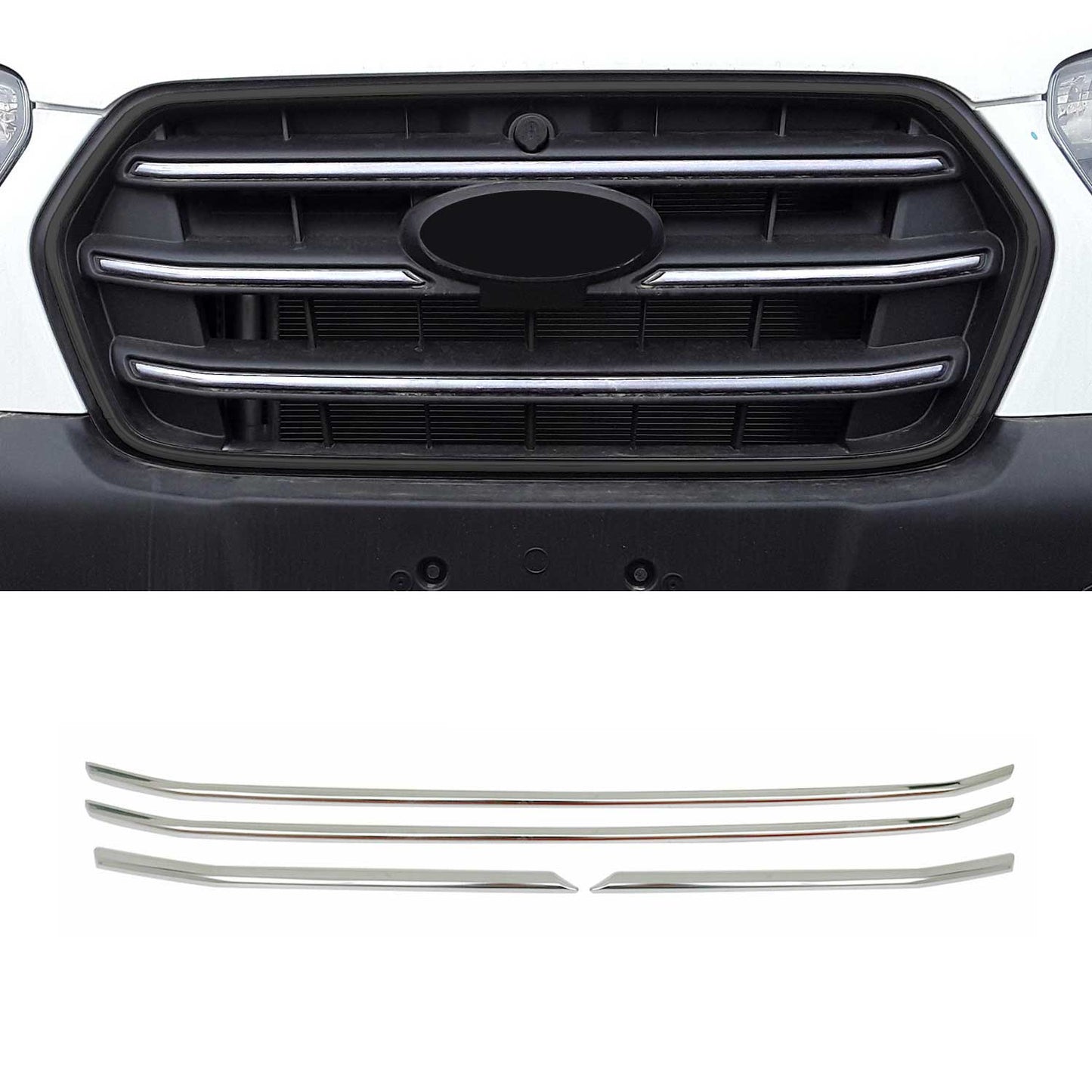 2021-2026 Ford Transit Front Bumper Grill Trim Molding Stainless Steel Silver 4 Pcs