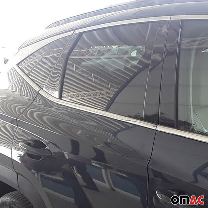2022-2026 Hyundai Tucson 4.gen Window Molding Trim Streamer Silver 6Pcs Stainless Steel