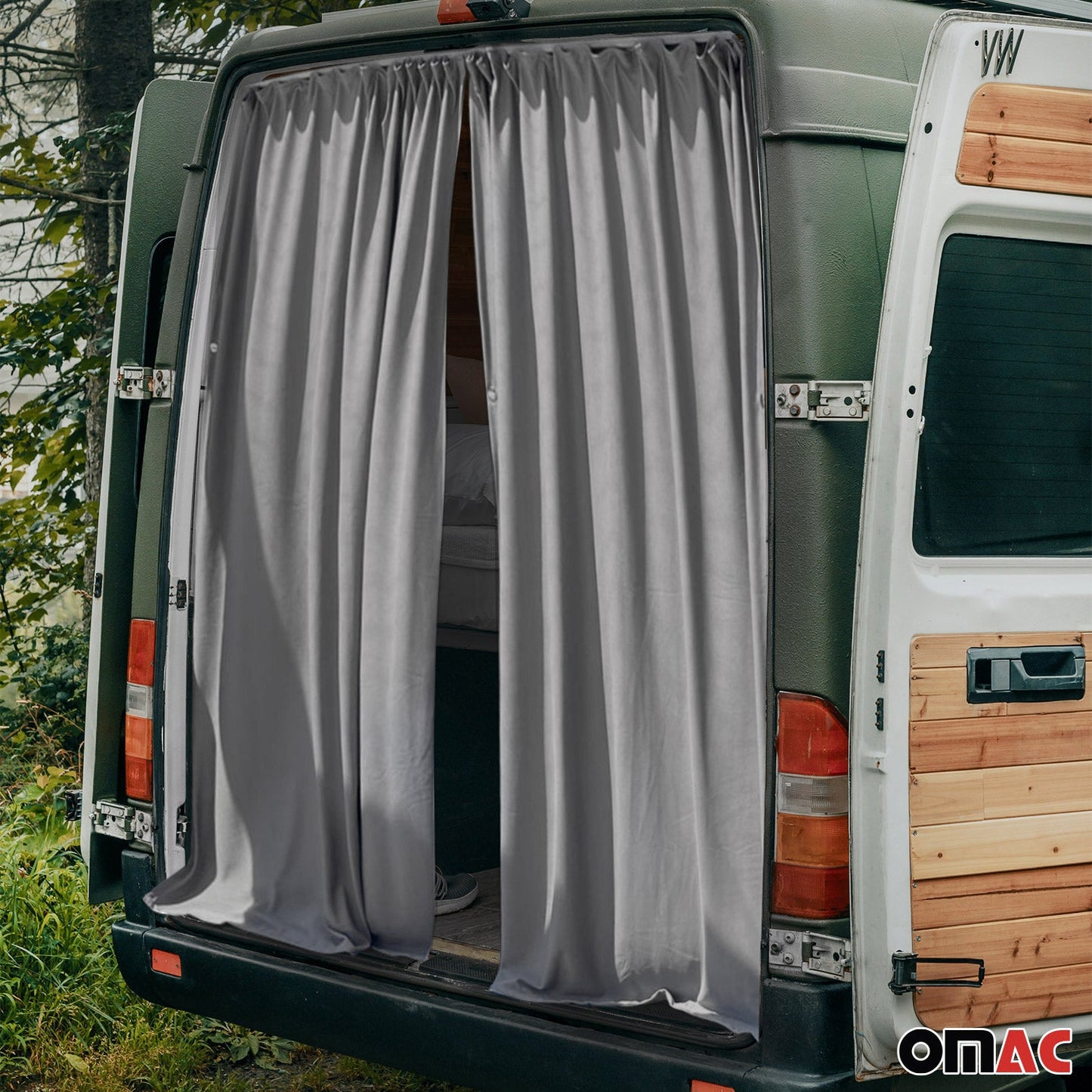 Nissan NV200 Trunk Tailgate Curtains Gray 2 Privacy Curtains
