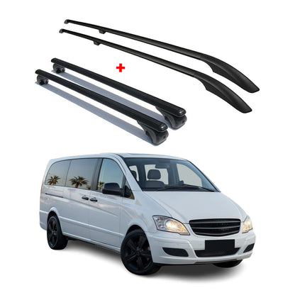 2016-2023 Mercedes Metris L2 MWB Roof Racks & Roof Rails Black Set