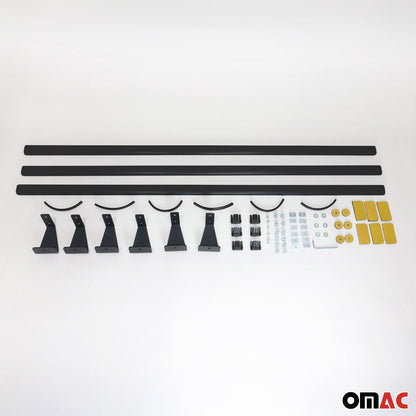 2015-2018 Chevrolet City Express Roof Rack Cross Bars Steel 3Pcs Black
