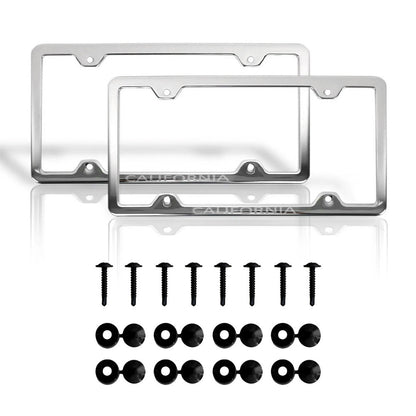 CALIFORNIA Print License Plate Frame Tag Holder Chrome S. Steel 2 Pcs.