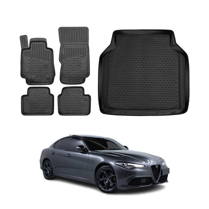 2017-2026 Alfa Romeo Giulia Floor Mats & Cargo Liner Full Set All Weather Black