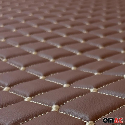 Embossed Brown Faux Leather Lining Cream Stitch Car Upholstery 1 Yardx1.5 Yards
