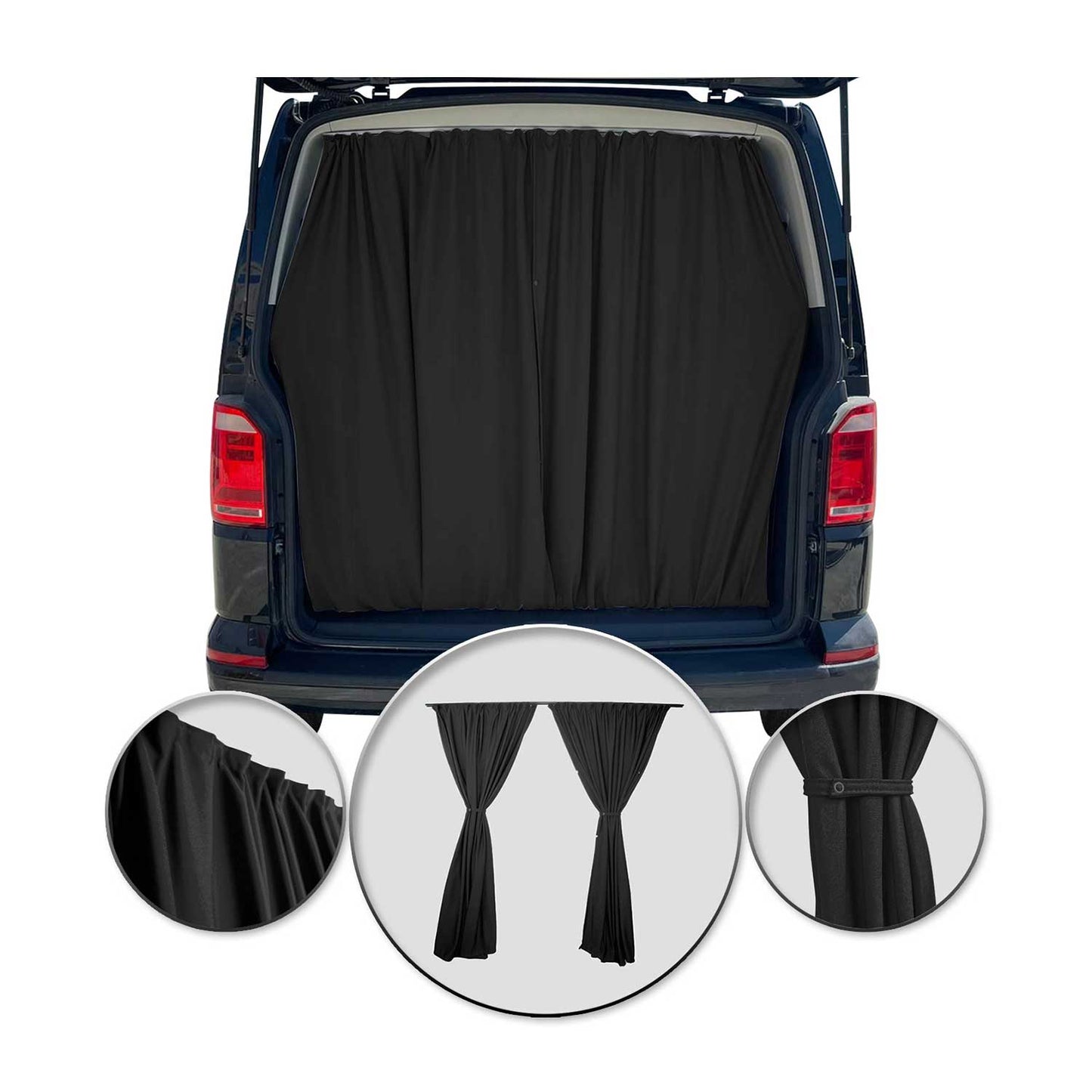 Mercedes Sprinter Trunk Tailgate Curtain Black 2 Privacy Curtains