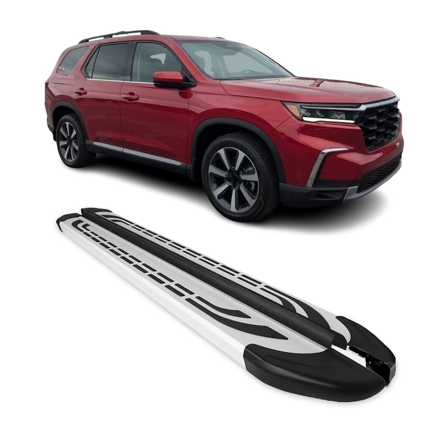 2023-2026 Honda Pilot IV Nerf Bars Side Steps Running Boards Silver 2Pcs