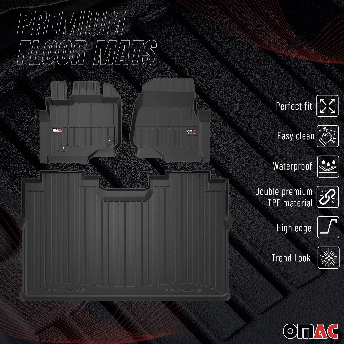 2015-2020 Ford F-150 Lightning /F-150 Raptor /F-150 Super Crew Premium Floor Mats Liners Full Set All Weather Heavy Duty