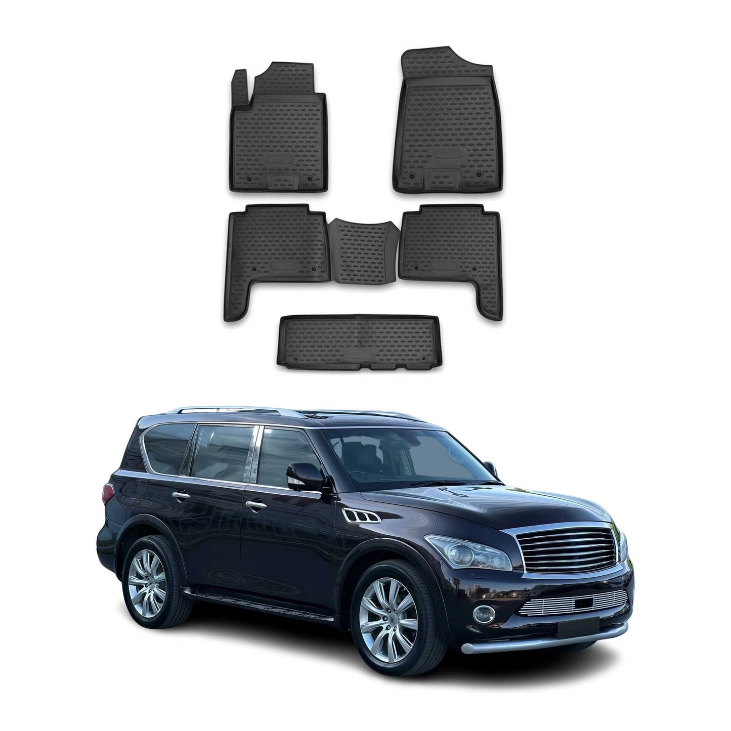 2010-2013 Infiniti QX56 Floor Mats Liners Full Set All Weather Black
