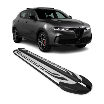 2023-2026 Alfa Romeo Tonale Running Boards Side Steps Silver & Black