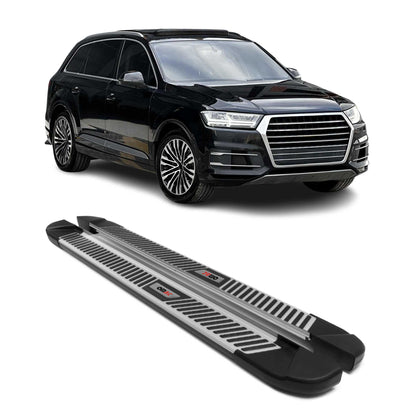 2017-2026 Audi Q7 Running Boards Side Steps Silver & Black