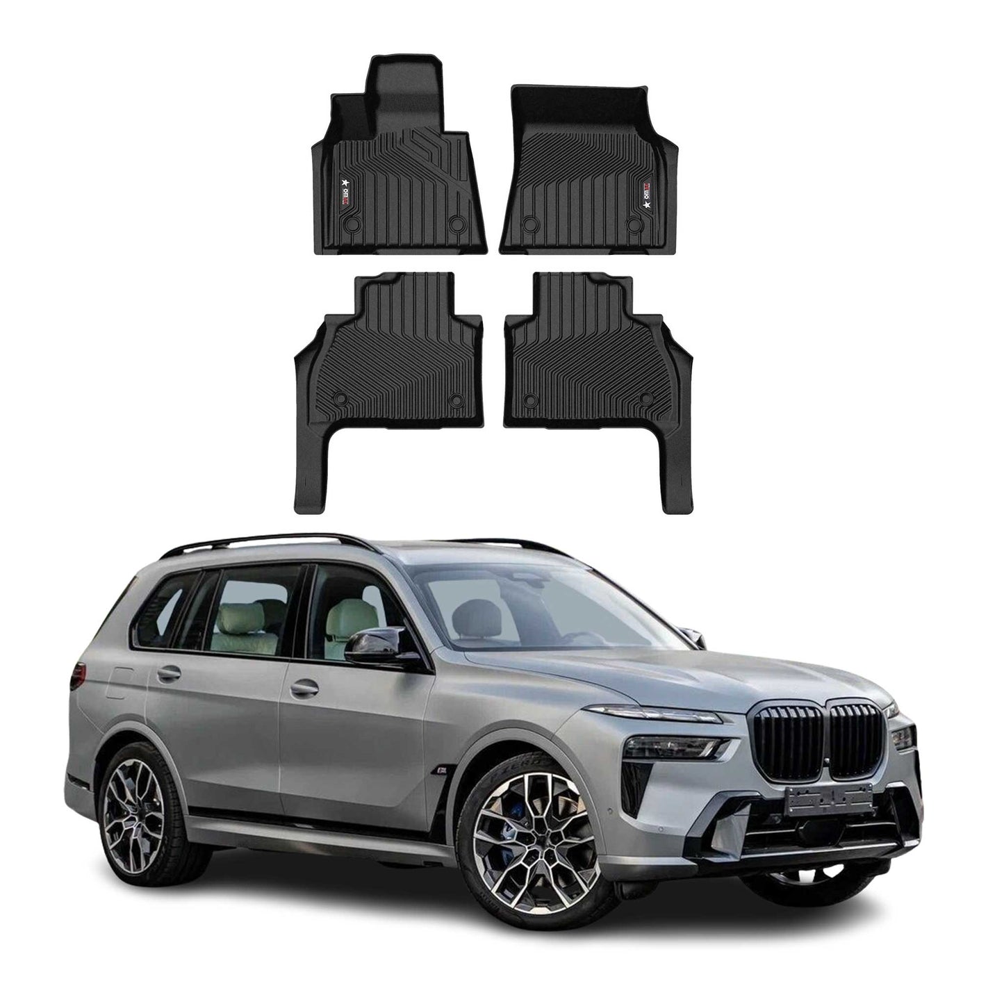 2019-2026 BMW X7 G07 Premium Floor Mats Liners 6 Seats First and Second Row Set Black