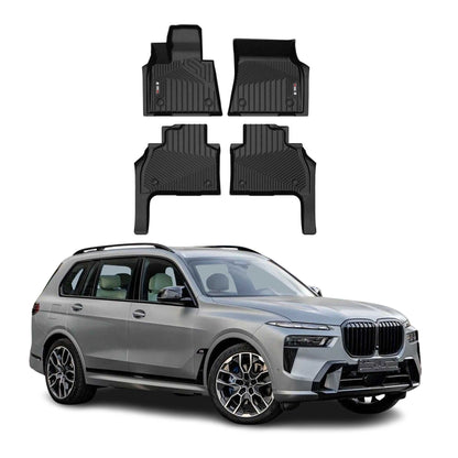 2019-2026 BMW X7 G07 Premium Floor Mats Liners 6 Seats First and Second Row Set Black
