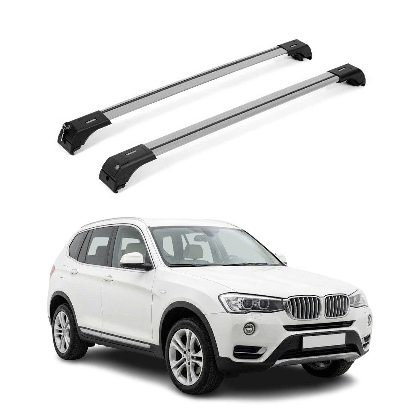 Roof Rack Cross Bars Aluminum for BMW X3 F25 2011-2017 Silver 2Pcs