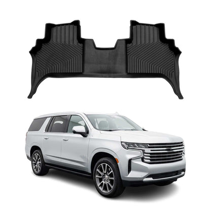 2021-2026 Chevrolet Tahoe Premium Floor Mats Liners First and Second Row Set Black