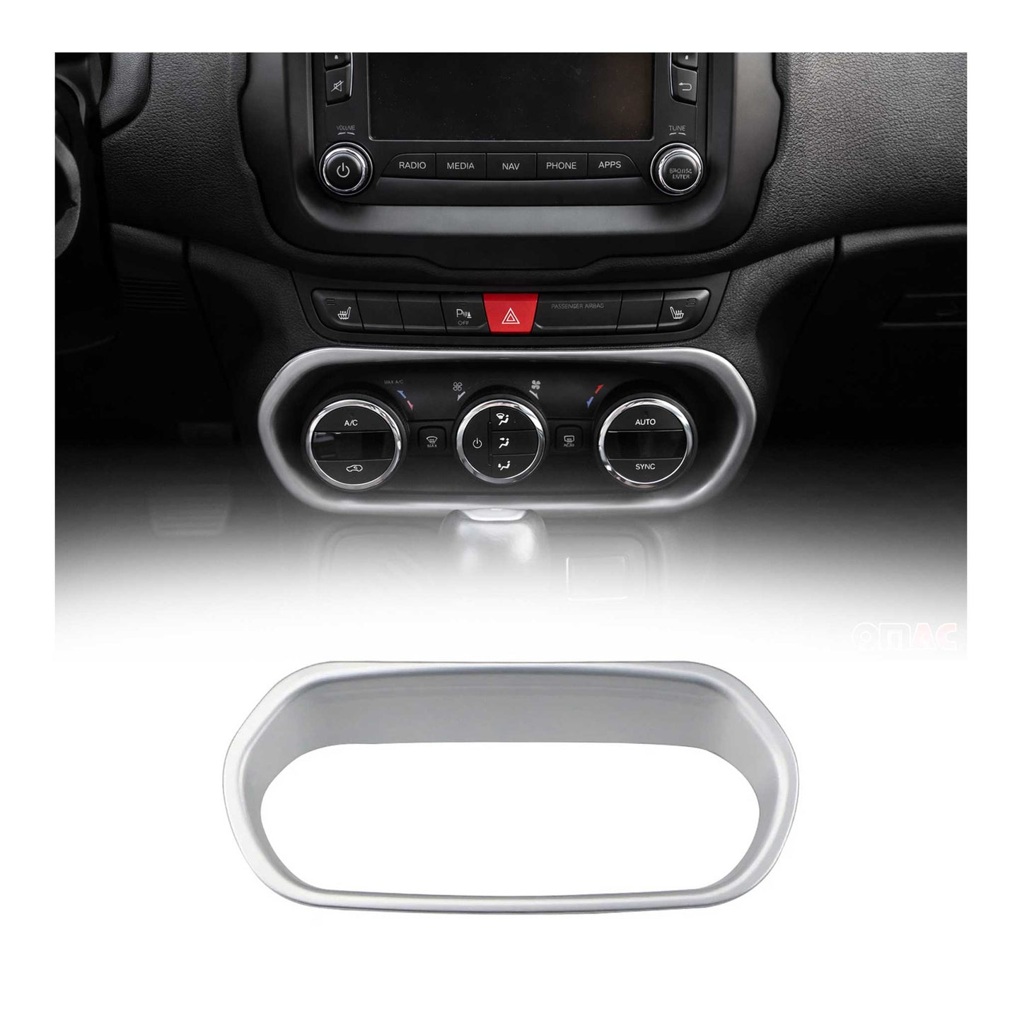2015-2018 Jeep Renegade Air Condition Switch Trim Frame Matte Silver Chrome