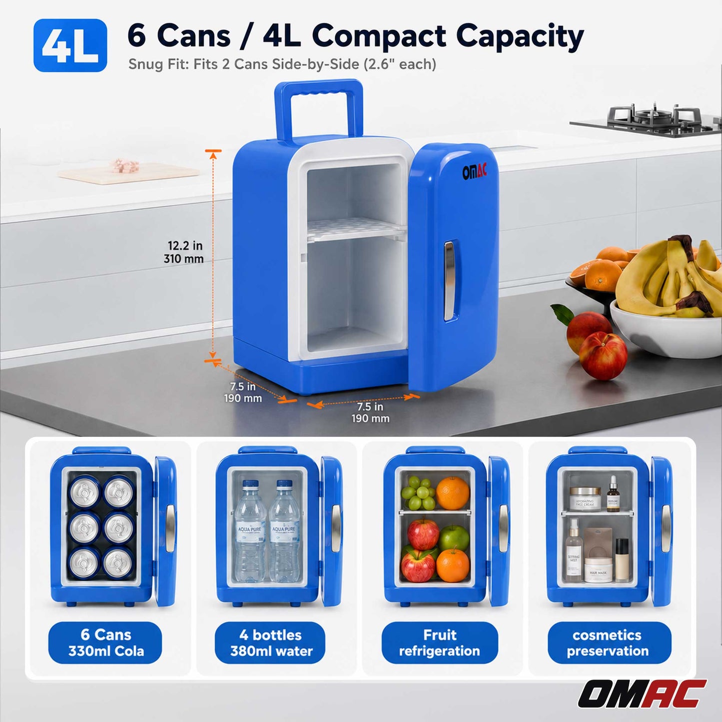 4L Portable Cooler and Warmer Car Refrigerator Outdoor 12V Mini Camping Fridge