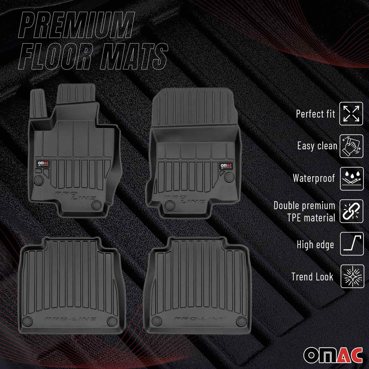 2020-2026 Mercedes GLS Class X167 Premium Floor Mats Liners Full Set All Weather Heavy Duty Black