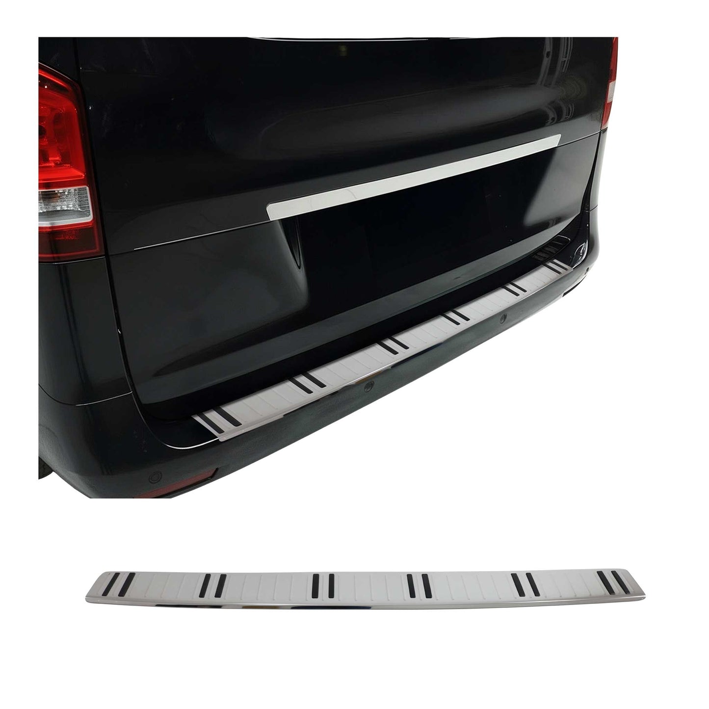 2016-2024 Mercedes Metris Rear Bumper Guard Stainless Steel Glossy with Plastic