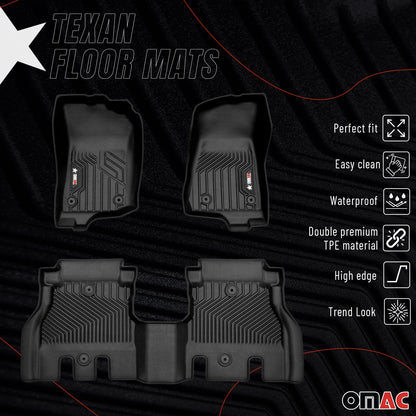 2018-2026 Jeep Wrangler Premium Floor Mats Liners First and Second Row Set