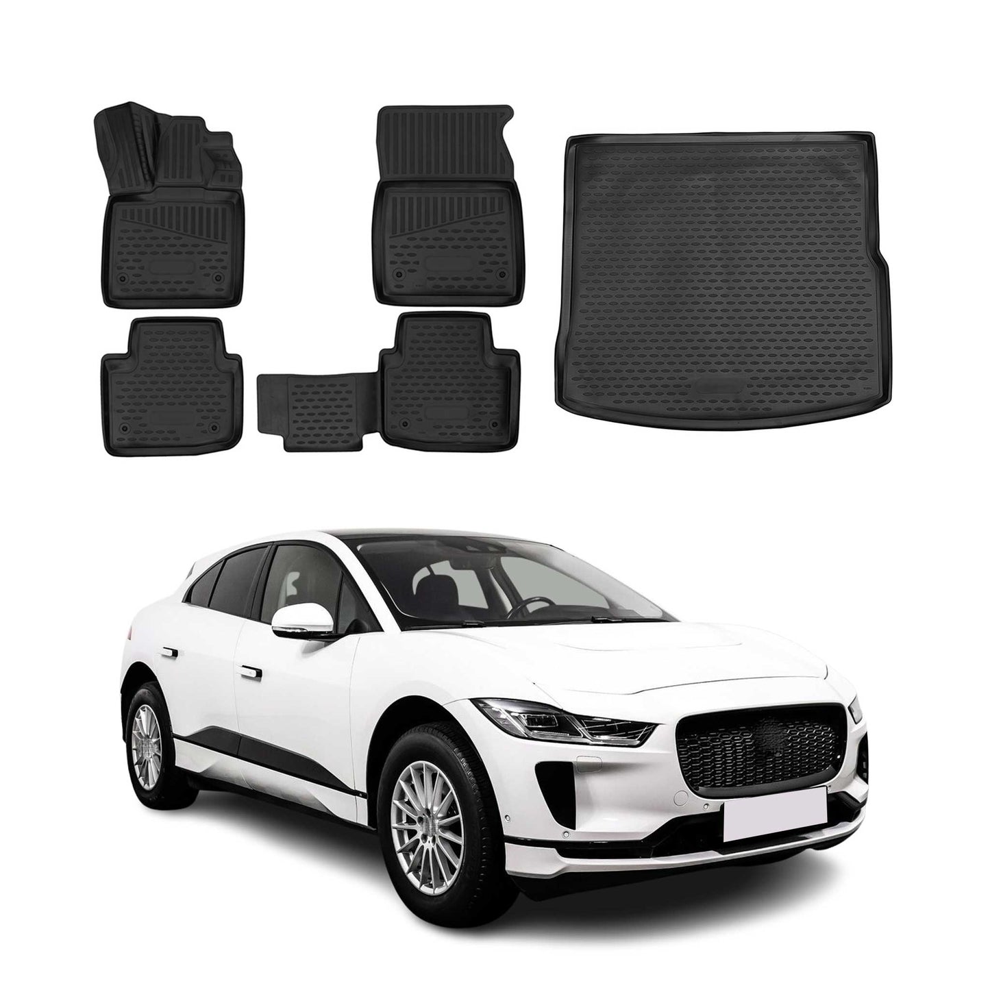 2019-2024 Jaguar I-Pace Floor Mats & Cargo Liner Full Set All Weather Black