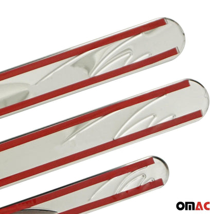 Audi Door Sill Scuff Plate Scratch Protector Stainless Steel Silver Wave 4 Pcs